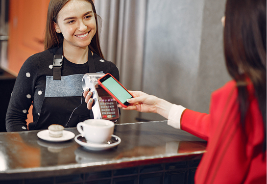 waitress taking card payment